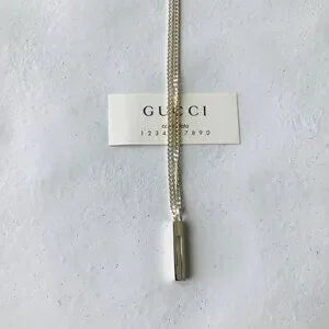 Gucci Trademark G Bar Pendant & 20" Chain Necklace