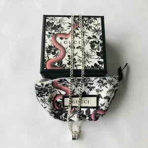 Gucci Necklace Open G Cutout GG Ring Pendant Silver Ag925 Curb Chain w GucciBox