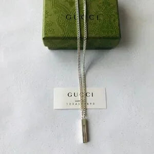 Gucci Trademark G Bar Pendant & 20"  Chain Necklace