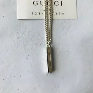Gucci Trademark G Bar Pendant & 20"  Chain Necklace