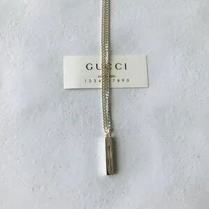 Gucci Trademark G Bar Pendant & 20"  Chain Necklace