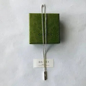 Gucci Trademark G Bar Pendant & 20"  Chain Necklace