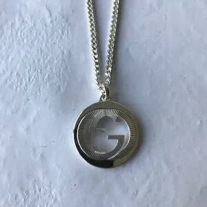 GUCCI  Necklace  Interlocking  Double G Logo  Silver 925 w Box & Jewelry Pouch