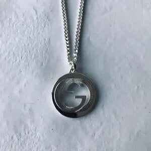GUCCI  Necklace  Interlocking  Double G Logo  Silver 925 w Box & Jewelry Pouch