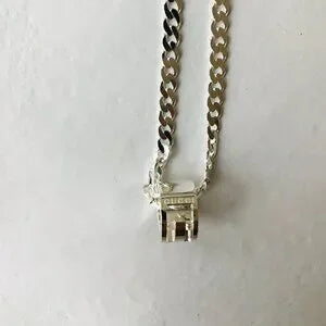 Gucci Necklace Open G Cutout GG Ring Pendant Silver Ag925 Curb Chain w GucciBox